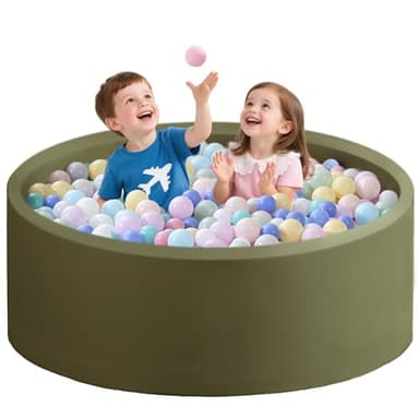 Zedachica Ball Pit for Toddlers 47.24''x15.75'' Baby Ball Pit Soft Foam Ball Pits Round Lagre Kids Ball Pits Indoor Kids Play Ball Pool Ideal Gift for Children (Sagegreen, NO Balls) - Image 1