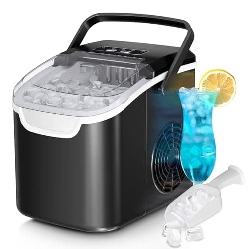 Antarctic Star Countertop Ice Maker Machine, 8 Ice Cubes in 6 mins, 26lb/Day Ice with 2 Sizes- Portable Mini, Energy Saving & Basket/Scoop for Home/Party/Travel/Camping/Bar, Dark Black - Image 1