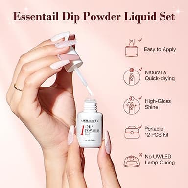 AZUREBEAUTY Dip Powder Nail Kit Starter, All Season Nude Skin Glitter 4 Colors Dipping Powder Liquid Set Recycling Tray with Base & Top Coat Activator for French Nail Art Manicure Salon DIY at Home. - Image 7
