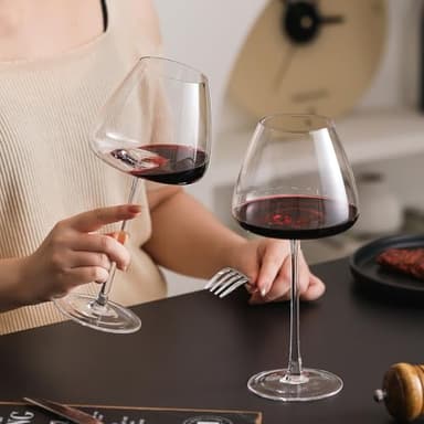 Leijosya Crystal Red Wine Glasses, 24 oz Long Stem, Set of 2 with Gift Box (Large) - Image 2