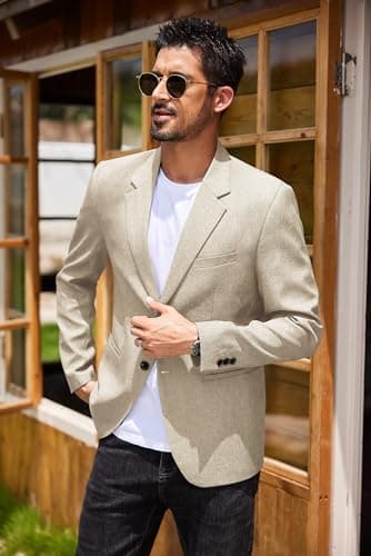 COOFANDY Mens Casual Blazer Lightweight Sports Coat Slim Fit Two-Button Suit Jacket - Image 3