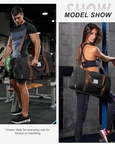 Gym Bag Womens Mens with Shoes Compartment and Wet Pocket Travel Duffel Bag for Women for Plane Sport Gym Tote Bags with Toiletry Bag Waterproof Weekend Overnight Carry on Bag Hospital Holdalls - Image 4