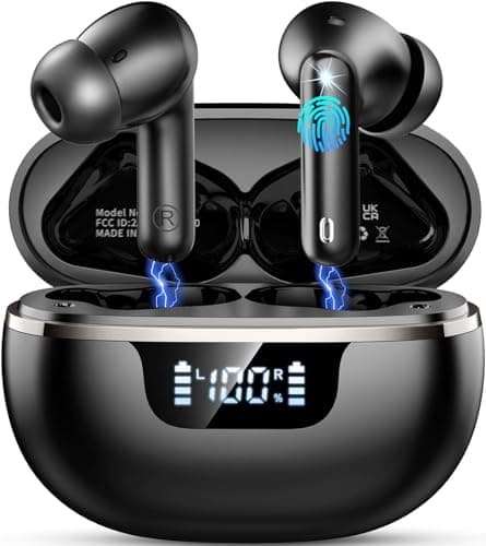 Wireless Earbuds Bluetooth Headphones Noise Cancelling, Bluetooth 5.4 Ear bud with Dynamic Drivers Stereo, 40H Playtime Sports Earphones Wireless Waterproof with LED Power Display for Laptop Pad Phone - Image 1