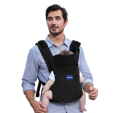 YEMKEZO Baby Carrier Newborn to Toddler,Newborn Carrier with Head Support, Cozy Baby Holder Carrier for Dad Mens (All-Black) - Image 2