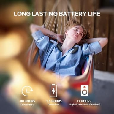 Monster Boomerang Neckband Bluetooth Speaker - Wireless Wearable Speaker with 12H Playtime, IPX7 Waterproof, True 3D Stereo Sound for Home, Sport, Outdoor - Black - Image 5