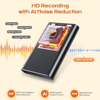 3072Kbps Voice Activated Recorder - [7000 Hours] Voice Recorder with AI Noise Cancellation, Recording Device for Lectures, Meetings, Intervie, 64GB Digital Voice Recorders with Playback - Image 3