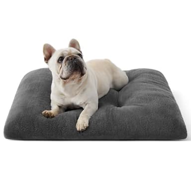 Bedsure Washable Dog Bed Medium Size Dog, Comfort Fluffy Plush Pillow Bed Crate Pad, Non-Slip and Machine Washable Kennel Pet Sleeping Mat, 29"x21", Dark Gray - Image 1