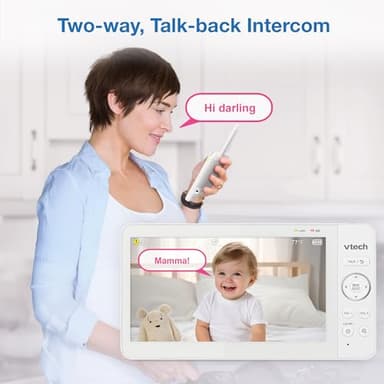VTech Advanced HQ Max Twin 7" Digital Video 2-Cameras Baby Monitor with Pan Tilt Zoom, Long Battery Life 5000mAh, IPS Screen, Adaptive Multi-Color Night Light, 2-Way Talk, HQ Display, No WiFi, White - Image 10