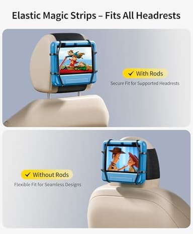 FANGOR Car Headrest Mount Holder, Tablet Holder for Kids in Back Seats, Anti-Slip Strap and Holding Net,Angle-Adjustable/Fits All 7 Inch to 12.9 Inch Tablets - Image 4