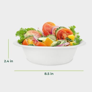 Freshware Paper Bowls - Disposable 32 oz Soup Bowl, 50-Pack Biodegradable Sugarcane Fiber Serving Bowls - Heavy Duty Bagasse for Hot Food Plates - Microwave & Freezer Safe, Stackable Dinnerware - Image 3