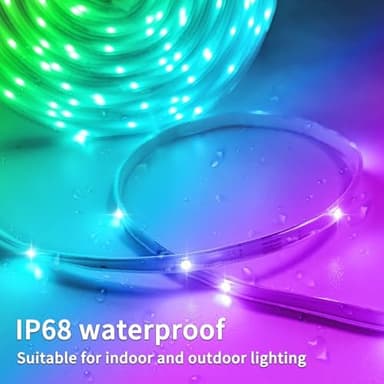 100Ft Outdoor Waterproof LED Strip Lights,Music Sync RGB IP68 Led Lights with App and Remote Control,Color Changing Waterproof RGB Exterior Rope Self Adhesive Back,Balcony,Roof,Garden,Party - Image 5