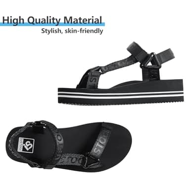 Ustogi Women's Platform Sport Sandals for women Arch Support Hiking Walking Athletic Beach Water Sandal Orthotic Adjustable Comfortable Summer Cute sandalias de mujer (9 Women, BlackWhite) - Image 3