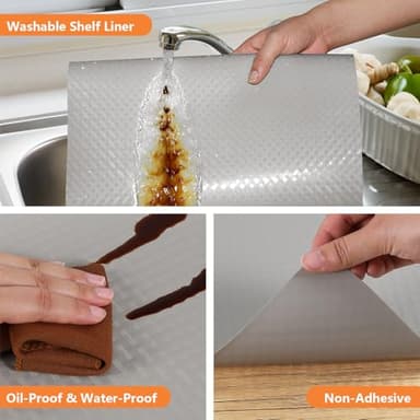 Light Gray Shelf Liners for Kitchen Cabinets Refrigerator Liners Waterproof & Oil-Proof Kitchen Cupboard Liner Drawer Mats EVA Material Non Adhesive Fridge Liner for Shelves 23.6 x 393.7 Inches - Image 4
