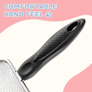 UMUACCAN Cat Litter Scoop,Sturdy Litter Cleaner Corner Shovel,Stainless Steel Mesh Litter Shovel,Easy to Clean Reptile Terrarium Sand Waste,Beach Shovel(Black) - Image 3