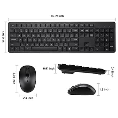 Wireless Keyboard and Mouse Combo, 2.4G Silent Cordless Keyboard Mouse Combo for Windows Chrome Laptop Computer PC Desktop, 106 Keys Full Size with Number Pad, 1600 DPI Optical Mouse (Black) - Image 7
