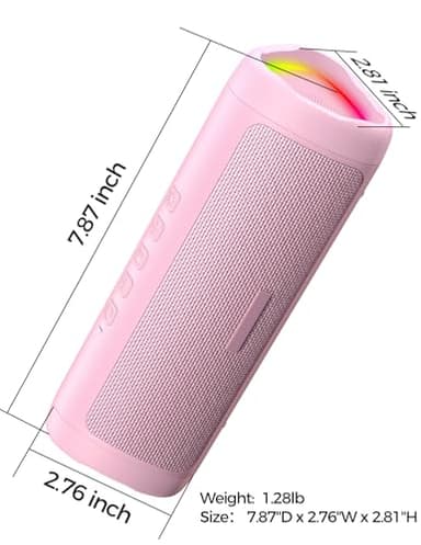 Bluetooth Speaker with HD Sound, Portable Wireless, IPX5 Waterproof, Up to 20H Playtime, TWS Pairing, BT5.3, for Home/Party/Outdoor/Beach, Stocking Stuffers, White Elephant Gifts for Adults (Pink) - Image 8