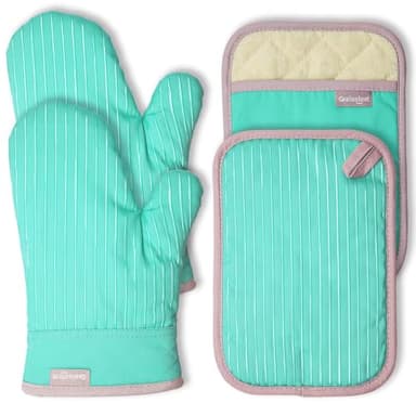 Coziselect Oven Mitts and Pot Holders Set, 4-Piece Heat Resistant Kitchen Set with Pocket Style Hot Pads & Silicon Non-Slip, Quilted Insulated Oven Gloves for Baking, BBQ, Grilling (Assorted Colors) - Image 1