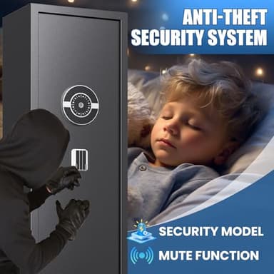 8-12 Gun Safe,Gun Safe for Rifles and Pistols,No Assembly Required,Biometric Fingerprint Large Rifle Safes for Home,Alarm System,Adjustable Rack,Silent Mode - Image 5