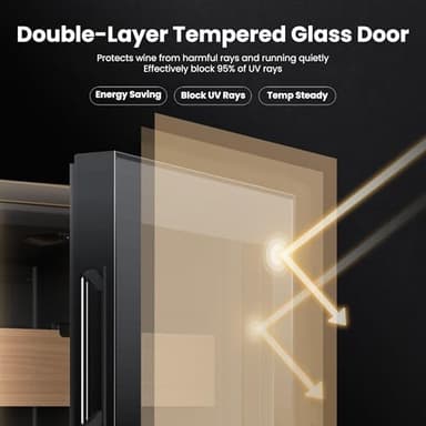 Yeego Wine Fridge Cooler - 24 Inch Wine Fridge Hold 47 Bottles, 40-65°F Wine Refrigerator Glass Door, Built in, Freestanding Under Counter Fridge for Beer Soda Drink Home Bar Office(5.12 Cu.ft) - Image 7