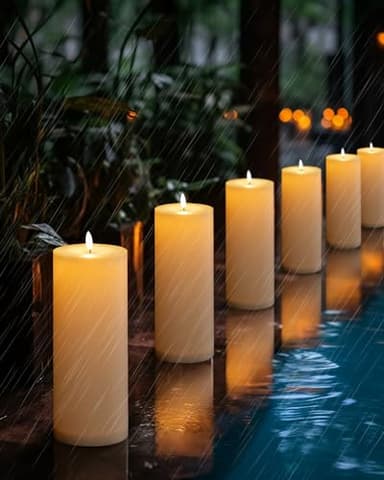 5plots 4" x 10" Waterproof Outdoor Flameless Candles Battery Operated LED Large Pillar Candles with Remote and Timer for Indoor Outdoor Lanterns, Long Lasting, White, Set of 2 - Image 2