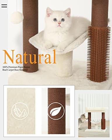 Hoopet cat Tree Tower,cat Scratching Post for Indoor Cats,Featuring with Super Cozy Perch,Cat Self Groomer and Interactive Dangling Ball Great for Kittens and Cats - Image 5