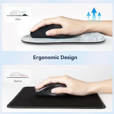 TECKNET Mouse Pad with Wrist Support, Ergonomic Gaming Mouse Pad Pain Relief, Portable Comfortable Mousepad for Computer, Laptop, Office, Home and Travel, Non-Slip Base, Waterproof Surface, White - Image 2