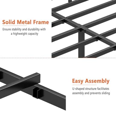 DIIYIV Queen Bed Frame-Classic Metal Platform Bed Frame,Mattress Foundation with Steel Slat Support,Under Foundation Storage,No Box Spring Needed, Easy Assembly, Queen Size - Image 8