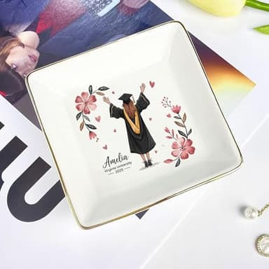 IZI POD Personalized Graduation Jewelry Dish, A Sweet Ending to a New Beginning, Graduation Senior Class of 2025, Gifts for Her, Women, Best Friends /11 - Image 6