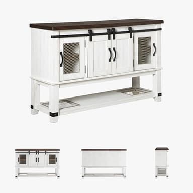 Signature Design by Ashley Valebeck Farmhouse Dining Room Server or Buffet Cabinet, White & Brown - Image 6