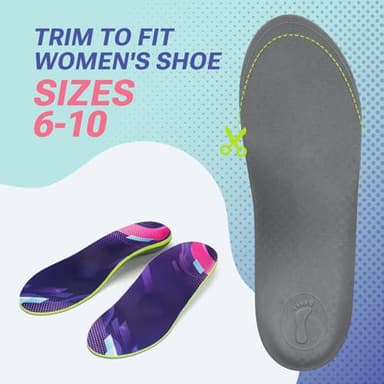 Plantar Fasciitis Orthotic Insole - Flat Feet Insoles Arch Supports, Orthotic Insoles for Women Men, Plantar Fasciitis Relief Reduce Muscle Fatigue, Trim to Fit Inserts Size 8-10, 1 Pair - Image 5
