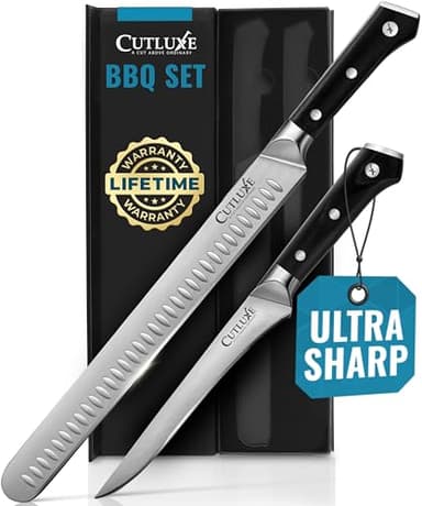 Cutluxe BBQ Carving Knife Set – Brisket Slicing and Boning Knife for Meat Cutting – Professional Knife with Razor Sharp German Steel, Full Tang, Ergonomic Handles – Artisan Series - Image 1