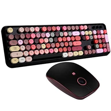 FOPETT Keyboard and Mouse Sets, Wireless, Reliable 2.4 GHz Connectivity for PC,Laptop,Smart TV and More (Black Colorful) - Image 1