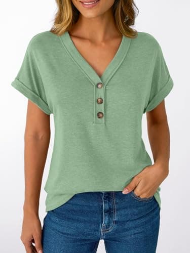 AUTOMET Short Sleeve V Neck T Shirts Womens 2025 Summer Spring Fashion Business Casual Dressy Cute Lightweight Loose Fit Work Tshirts Ladies Blouses Henley Tops Clothes Outfits Clothing - Image 2