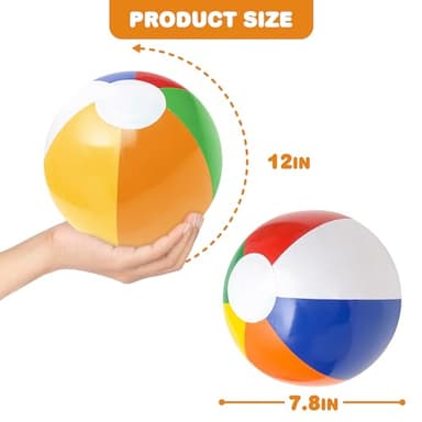 ArtCreativity Rainbow Inflatable Beach Balls Bulk (Pack of 12) Multicolored 12" Floating Toddler Pool Toys, Summer Water Toys for Boys and Girls, Luau Party Decorations, Beach Essentials - Image 5