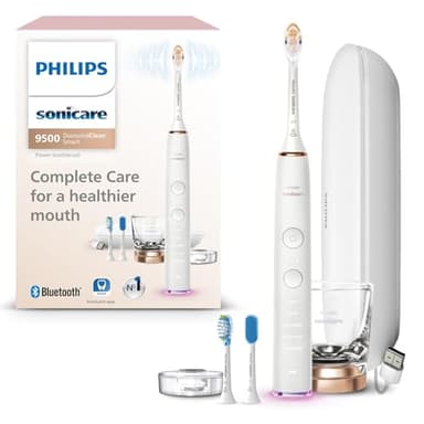 Philips Sonicare DiamondClean Smart 9500 Electric Toothbrush, Sonic Toothbrush with App, Pressure Sensor, Brush Head Detection, 5 Brushing Modes and 3 Intensity Levels, Rosegold, Model HX9923/61 - Image 1