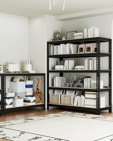 PrimeZone 32" W x 16" D x 63" H Storage Shelves - 5 Tier Adjustable Garage Storage Shelving, Heavy Duty Metal Storage Utility Rack Shelf Unit for Warehouse Pantry Closet Kitchen, Black - Image 8