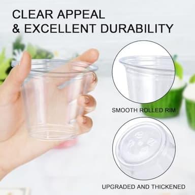 Lamosi 100 Pack 9 oz Clear Plastic Cups, Disposable Cups Wine Cocktail Punch, Sturdy & Food Safe Plastic Cup for Party & Wedding - Image 4