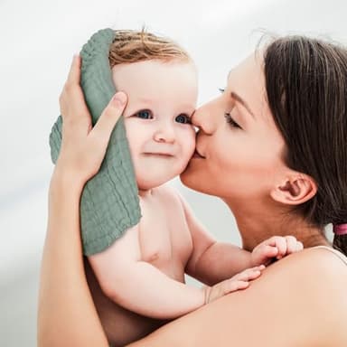 Looxii Muslin Baby Washcloths 6 Pack, 100% Cotton Baby Wash Cloths for Baby Face Body, 12x12 inches Large Soft Absorbent Face Towels for Newborns Gradient Green - Image 4