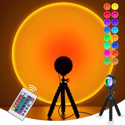 Balkwan Sunset Lamp Projection Rotation LED Romantic Modern Floor Stand Night Light with USB for Living Room Bedroom Aesthetic Decor Christmas Party Gifts Idea for Girls Women (16 Colors) - Image 1