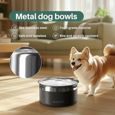 Gardner Pet Dog Bowls 1 Gallon (3.85L) Stainless Steel No Spill Dog Water Bowl, Slow Water Feeder Metal Bowls, Spill Proof Water Dispenser for Large Dogs, Promotes Healthy Hydration(Black) - Image 5