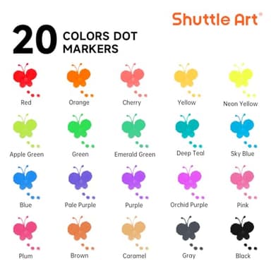 Shuttle Art Dot Markers, 20 Colors Washable Markers for Toddlers,Bingo Daubers Supplies Kids Preschool Children, Non Toxic Water-Based - Image 2