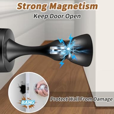 KOLAKO Magnetic Door Stopper, Black Door Stops, Wall Floor Mount Magnetic Door Catch Heavy Duty Magnet Stainless Steel Doorstops, Oil Rubbed - Image 2