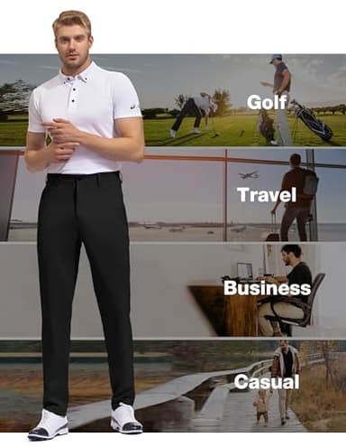 SPECIALMAGIC Work Pants for Men Outdoor Pants Stretch Casual Ripstop Pants Golf Tapered Lightweight Pockets Black,36-32 - Image 6