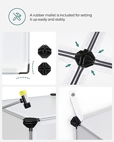 SONGMICS Cube Storage Organizer, Set of 16 Plastic Cubes, Book Shelf, Closet Organizers and Storage, Room Organization, Bedroom Living Room, 12.2 x 48.4 x 48.4 Inches, White ULPC44L - Image 5