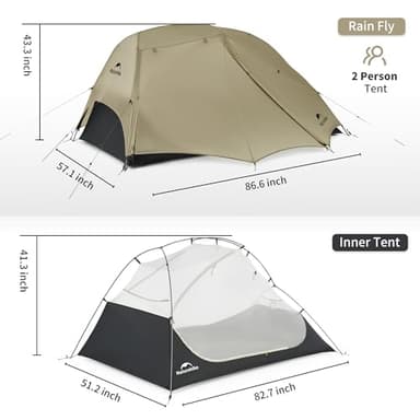 Naturehike UL Star River 2 Person Backpacking Tent, Double Layer Waterproof Two Person Tent, Lightweight Backpacking Cycling 2 Person Tent - Image 2