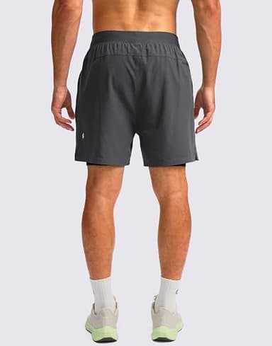 Soothfeel Men's 2 in 1 Running Shorts with 4 Pockets 5 Inch Quick Dry Gym Active Workout Athletic Shorts for Men with Liner(Grey&Black, XL) - Image 4