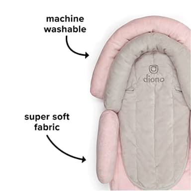 Diono Cuddle Soft 2-in-1 Baby Head Neck Body Support Pillow For Newborn Baby Super Soft Car Seat Insert Cushion, Perfect for Infant Car Seats, Convertible Car Seats, Strollers, Gray/Pink - Image 5