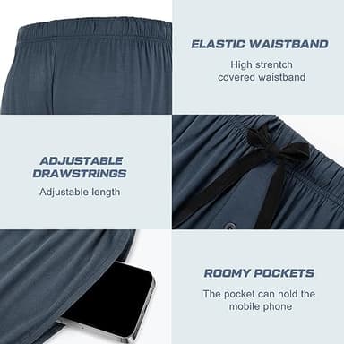 BAMBOO COOL Men's Pajama bottoms Lounge Sleep Shorts Soft Comfortable Breathable Pajamas Shorts with Pockets 2 Pack, XX-Large - Image 3