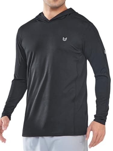 NORTHYARD Men's Sun Protection Hoodie Shirts Long Sleeve UPF 50+ Rash Guard Swim Fishing Lightweight SPF UV Shirt with Hood Black 4XL - Image 1