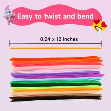 Pipe Cleaners, 300pcs 20 Colors, Craft Supplies, Pipe Cleaner Chenille Stems, Craft Pipe Cleaners, RED BLUE GREEN BLACK ORANGE YELLOW PINK - Image 2